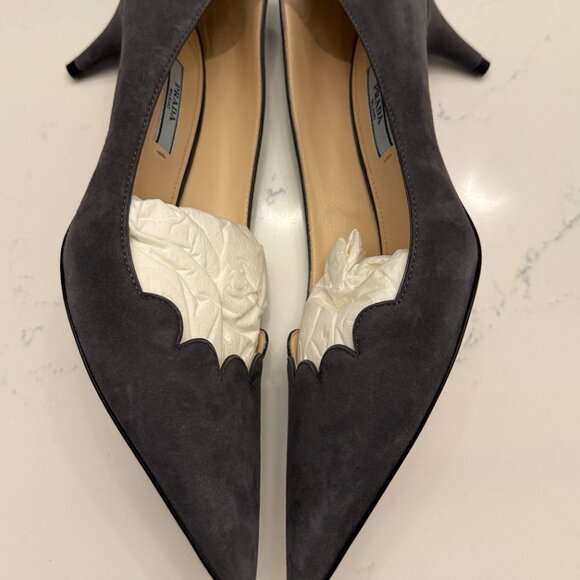Prada Kitten Heel Gray Suede Size 38 - Picture 7 of 13